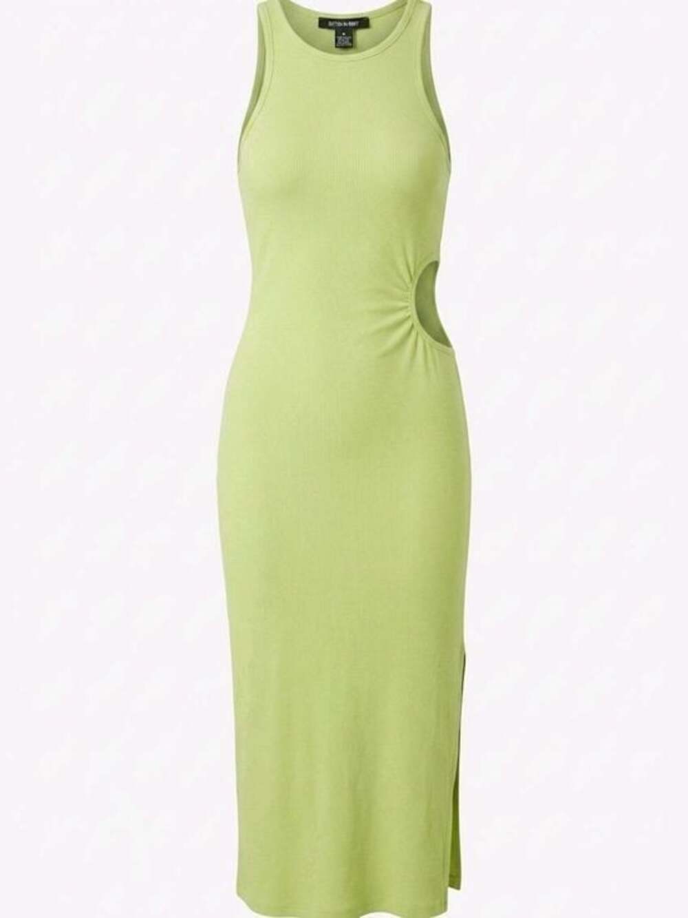 French Connection Body Chartreuse Cutout Ribbed Tank Midi Dress